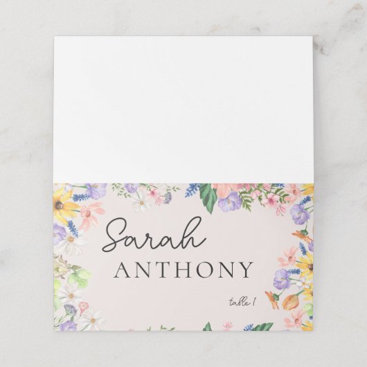 ワイルドフラワー春の結婚式座席表 プレイスカード (外部開封)