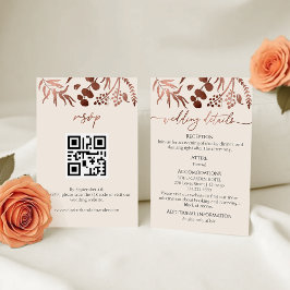 ワイルドフラワー春の結婚式詳細 | RSVP | QRコード エンクロージャーカード