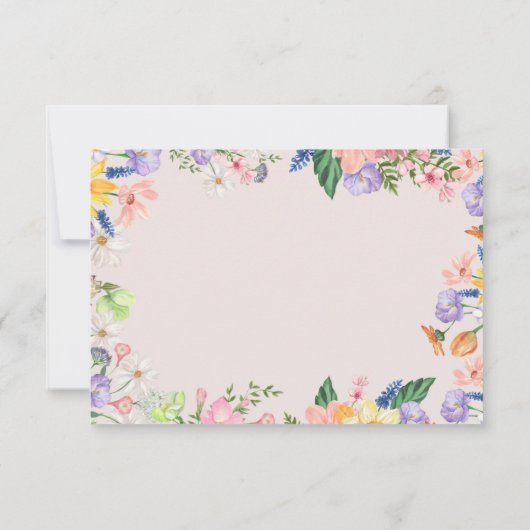 ワイルドフラワー春の結婚式QRコードRSVPカード (裏面)