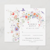 ワイルドフラワー春の食事オプションRSVPカード エンクロージャーカード (正面/裏面)