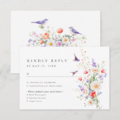 ワイルドフラワー春の食事オプションRSVPカード エンクロージャーカード (正面/裏面)