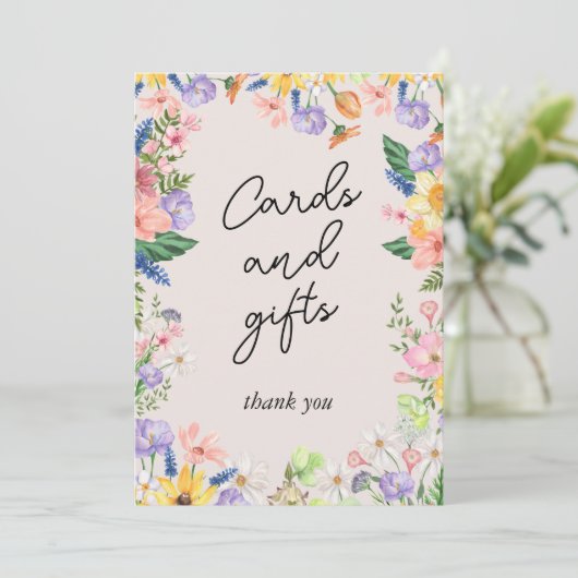 ワイルドフラワー春カードとギフトサイン 招待状 (スタンド正面)