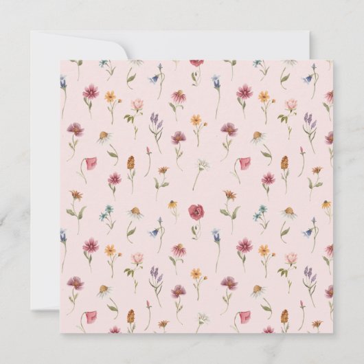 ワイルドフラワー春ガールベビーシャワー招待状 招待状 (裏面)