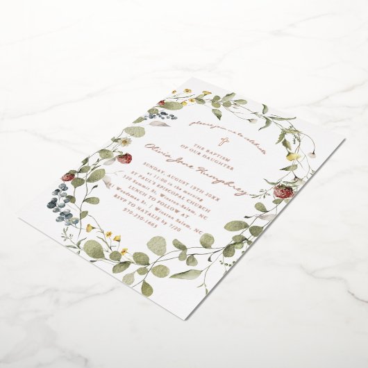 ワイルドフラワー春サマーフローラバプテスマ 箔招待状 (回転した状態)