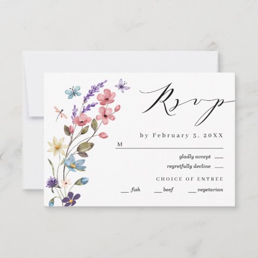 ワイルドフラワー春サマー結婚フローラ 出欠カード (正面)