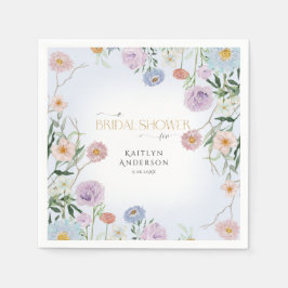 ワイルドフラワー春ピンクフローラwブルーブライダルシャワー スタンダードカクテルナプキン