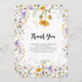 ワイルドフラワー春フローラありがとうベビーシャワー サンキューカード (正面/裏面)
