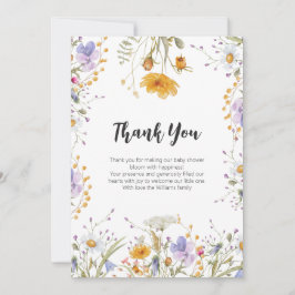 ワイルドフラワー春フローラありがとうベビーシャワー サンキューカード