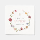 ワイルドフラワー春フローラガールバプテスマパーティー スタンダードカクテルナプキン (正面)