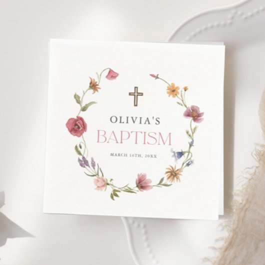 ワイルドフラワー春フローラガールバプテスマパーティー スタンダードカクテルナプキン