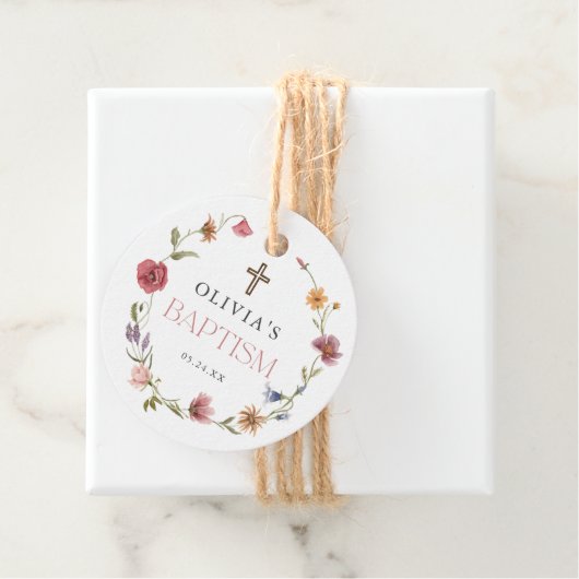 ワイルドフラワー春フローラガールバプテスマパーティー フェイバータグ (インサイチュ)