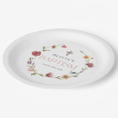 ワイルドフラワー春フローラガールバプテスマパーティー ペーパープレート (アングル)