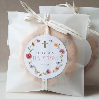 ワイルドフラワー春フローラガールバプテスマパーティー ラウンドシール