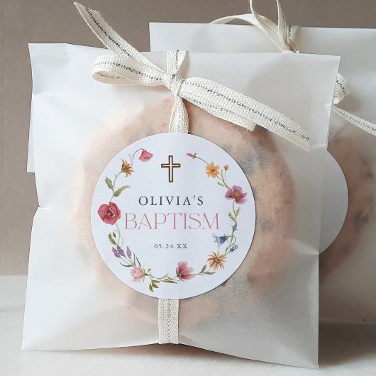 ワイルドフラワー春フローラガールバプテスマパーティー ラウンドシール