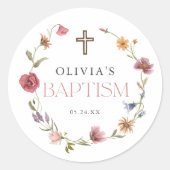 ワイルドフラワー春フローラガールバプテスマパーティー ラウンドシール (正面)