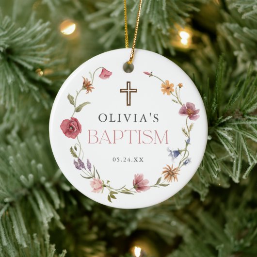 ワイルドフラワー春フローラガールバプテスマ セラミックオーナメント (ツリー)