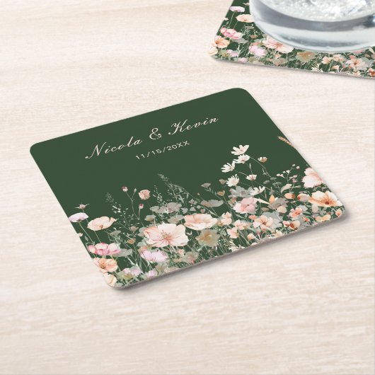 ワイルドフラワー春フローラコースター スクエアペーパーコースター (アングル)