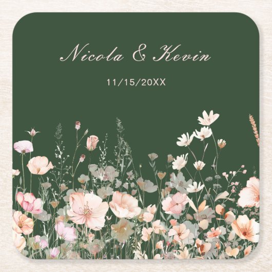 ワイルドフラワー春フローラコースター スクエアペーパーコースター (正面)