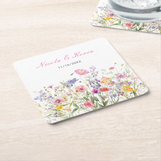 ワイルドフラワー春フローラコースター スクエアペーパーコースター (アングル)