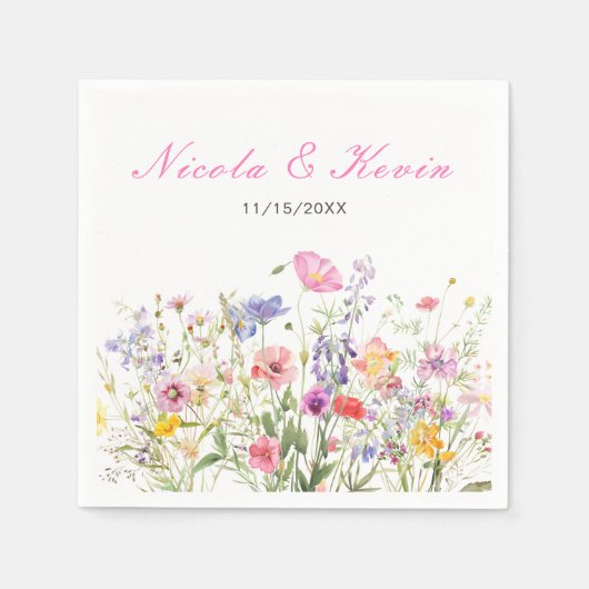 ワイルドフラワー春フローラ スタンダードカクテルナプキン (正面)