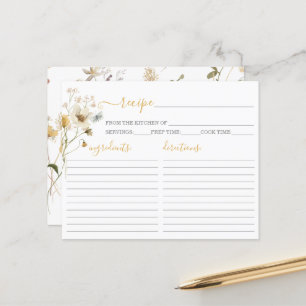 ワイルドフラワー春ブライダルシャワーレシピカード