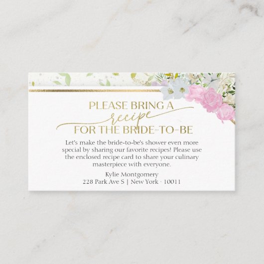 ワイルドフラワー春ブライダルシャワーレシピ要求 エンクロージャーカード (正面)