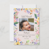 ワイルドフラワー春ベイビーシャワー写真ありがとう サンキューカード (正面)