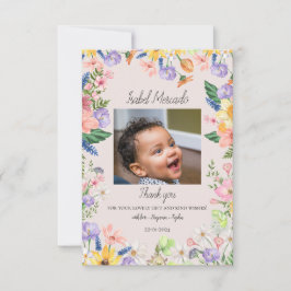 ワイルドフラワー春ベイビーシャワー写真ありがとう サンキューカード
