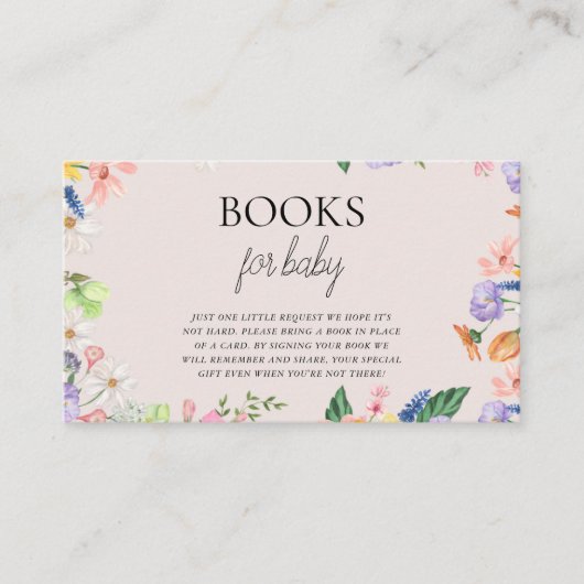 ワイルドフラワー春ベビシャワーブックベビー エンクロージャーカード (正面)