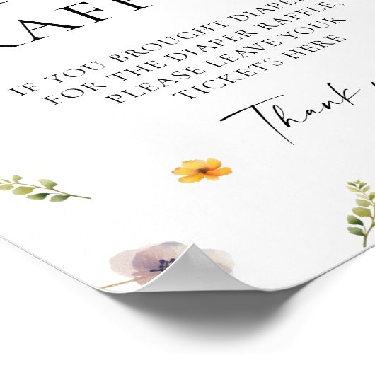 ワイルドフラワー春ベビーシャワーおむつラッフルゲーム ポスター (角)