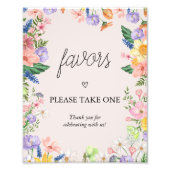 ワイルドフラワー春ベビーシャワーの好意サイン フォトプリント (正面)