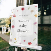 ワイルドフラワー春ベビーシャワーウェルカム アクリルサイン