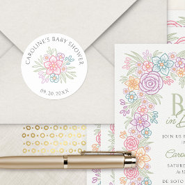 ワイルドフラワー春ベビーシャワー ラウンドシール