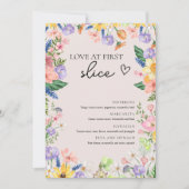 ワイルドフラワー春ラブアットファーストスライスピザカード 招待状 (正面)