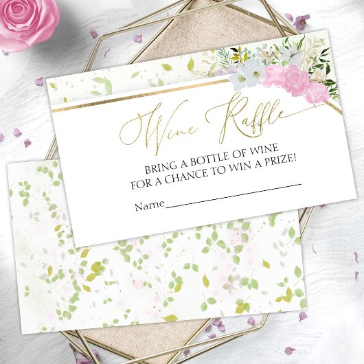 ワイルドフラワー春ワインラッフルゲームブライダルシャワー エンクロージャーカード