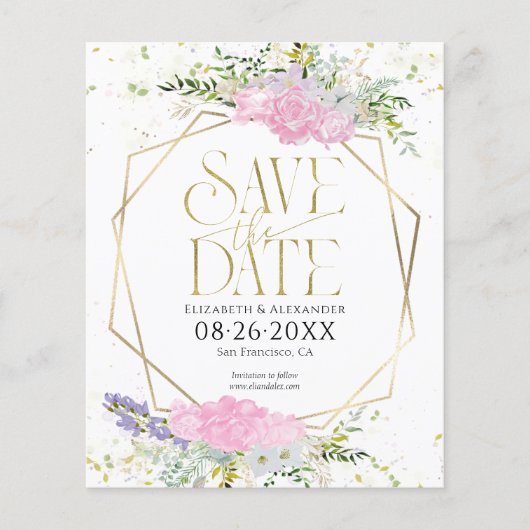 ワイルドフラワー春予算結婚式の日付を保存 (正面)