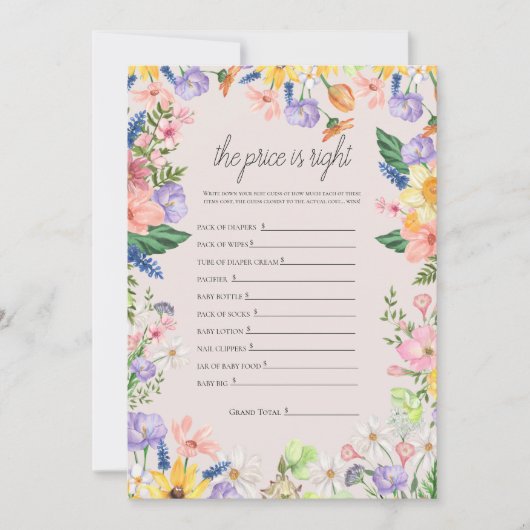 ワイルドフラワー春価格は正しいゲームカード 招待状 (正面)