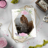 ワイルドフラワー春写真結婚式の日付を保存 ポストカード