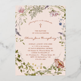 ワイルドフラワー春夏フローラバプテスマ 箔招待状