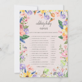ワイルドフラワー春有名人ベビーネームゲームカード 招待状