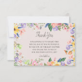 ワイルドフラワー春水彩赤ちゃんシャワーありがとう サンキューカード (正面)