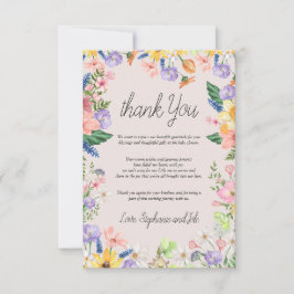 ワイルドフラワー春水彩赤ちゃんシャワーありがとう サンキューカード