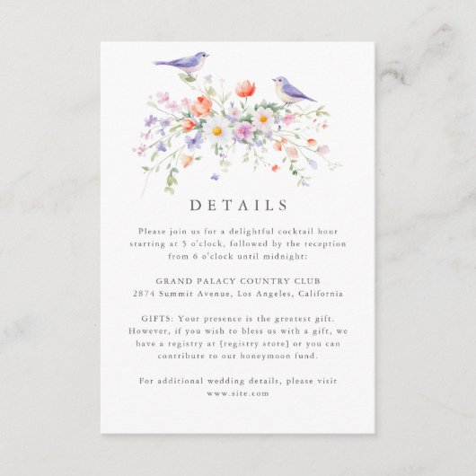 ワイルドフラワー春結婚詳細のエンクロージャカード エンクロージャーカード (正面)