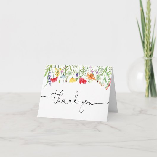 ワイルドフラワー春花模様サンキューカード サンキューカード (正面)