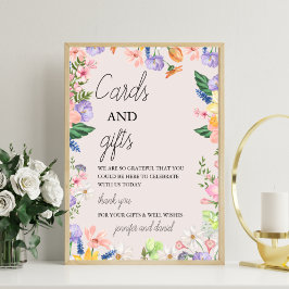 ワイルドフラワー春赤ちゃんシャワーカードとギフトサイン フォトプリント