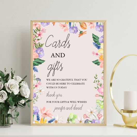 ワイルドフラワー春赤ちゃんシャワーカードとギフトサイン フォトプリント           