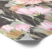 ワイルドフラワー春赤面ピンク結婚フローラ ポスター (角)