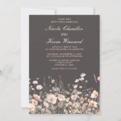 ワイルドフラワー春赤面ピンク結婚フローラ 招待状 (正面)