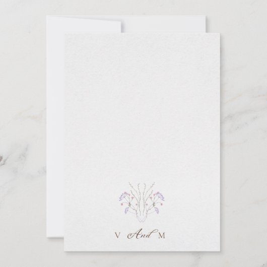 ワイルドフラワー書道クリーム結婚式の日付を保存 招待状 (裏面)
