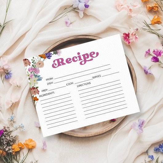 ワイルドフラワー書道ブライダルシャワーレシピカード